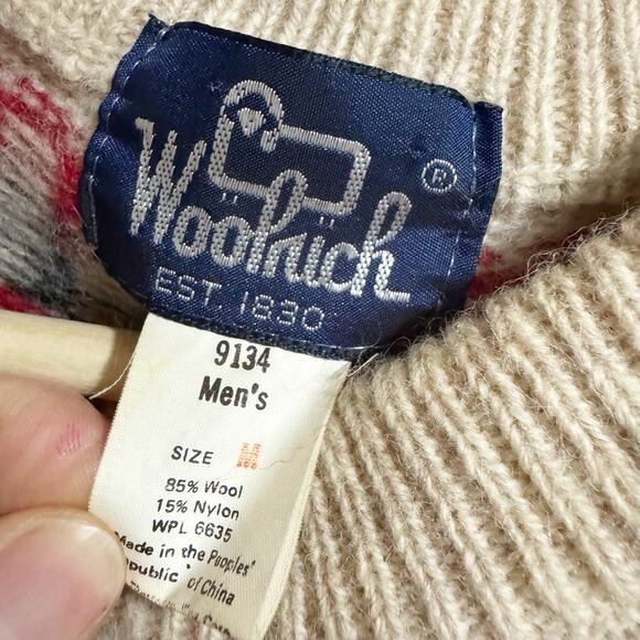 Vintage Woolrch 100% Wool Nordic Sweater Men Medium Ranch Cabin Boho Academia - Picture 6 of 6